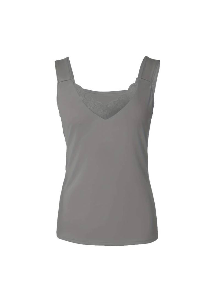 Women's flattering lace trim tank top for an elegant, versatile, and comfortable summer style.