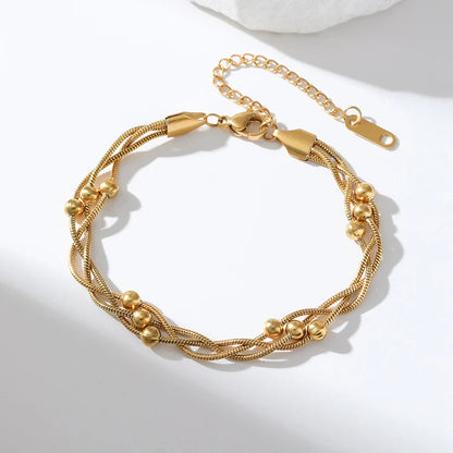 Beautiful layered chain bracelet for women, a chic and elegant piece of fashion jewelry.