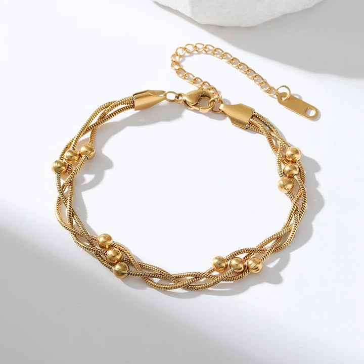Beautiful layered chain bracelet for women, a chic and elegant piece of fashion jewelry.