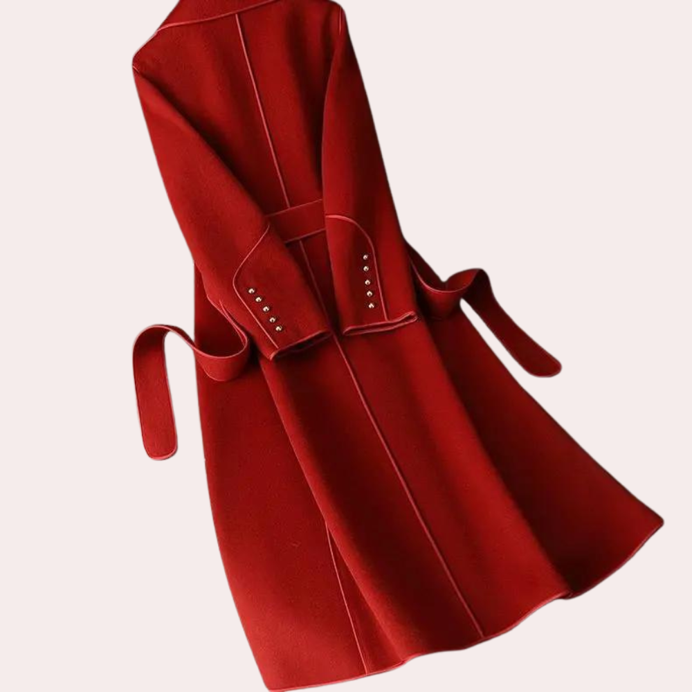 Stylish women's trench coat style, double-button long coat, perfect versatile outerwear for any occasion.