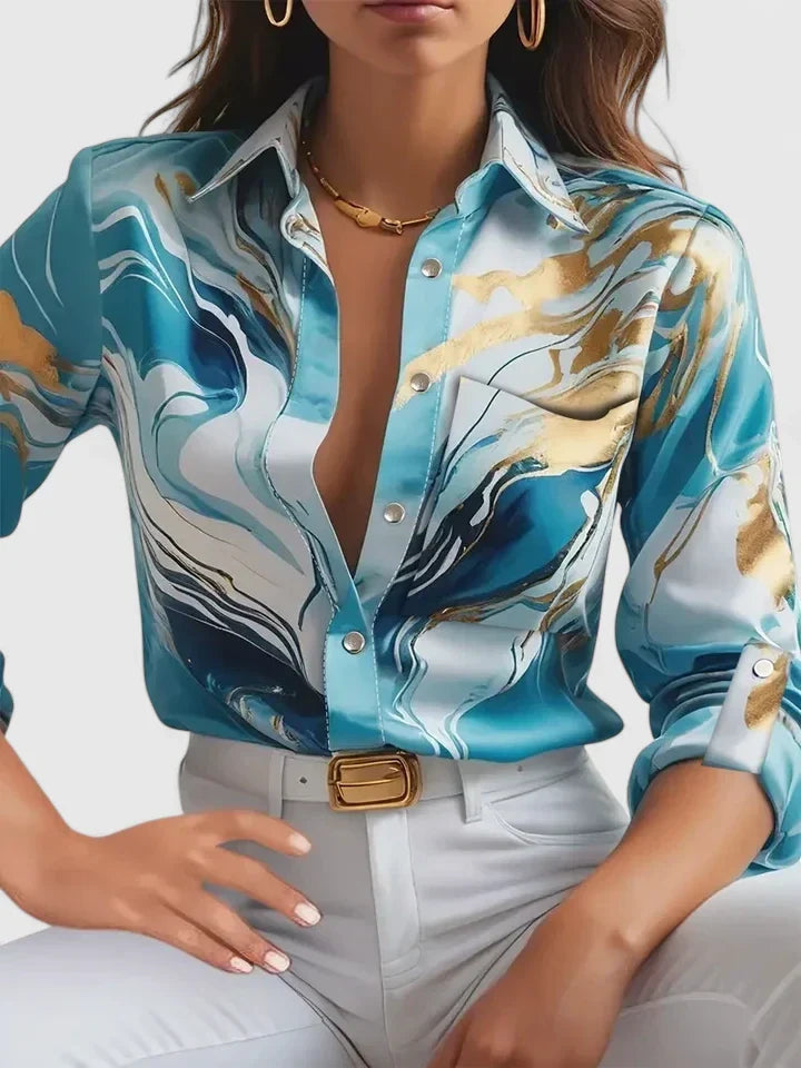 Elegant women's blouse, a stylish long-sleeve top ideal for formal business attire or fashionable casual wear.
