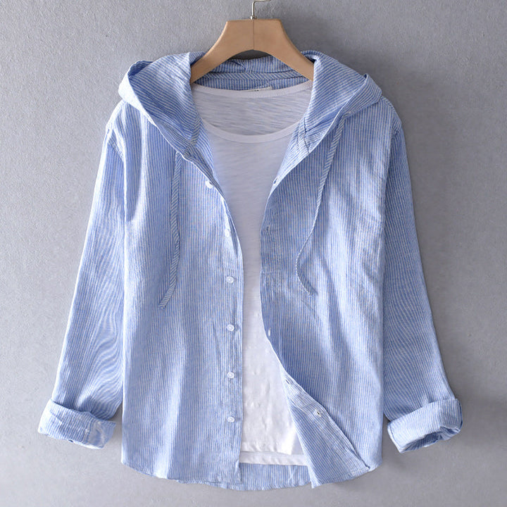 Comfortable women's casual button-down blouse. Breathable long-sleeve top perfect for summer or spring wear.