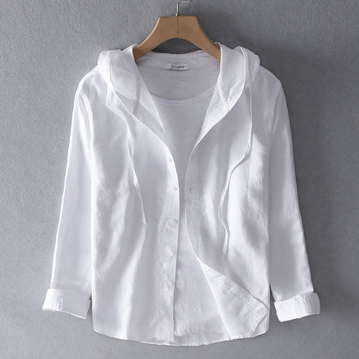Elegant women's button-down blouse. Breathable long-sleeve top for casual wear, versatile everyday style.