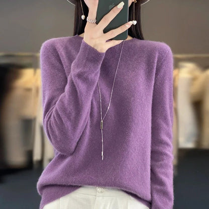 Cozy & comfortable women's long sleeve sweater. Warm winter apparel, perfect o-neck versatile top for chilly days.