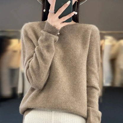 Sophisticated women's elegant long sleeve sweater. Cozy, slim fit o-neck. Perfect for everyday wear & autumn fashion.