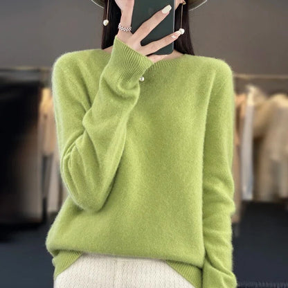 Warm women's long sleeve sweater, perfect winter apparel. Comfortable, elegant classic style with a versatile o-neck.