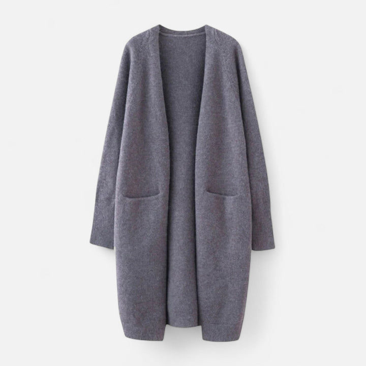 Soft, versatile women's longline open-front cardigan, ideal for comfortable fall and spring layering.