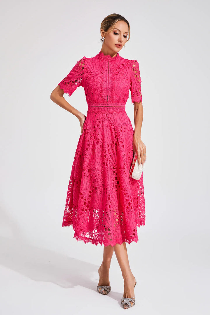 Beautiful women's midi dress, designed for elegant wedding guest attire & special occasion parties. Summer ready.