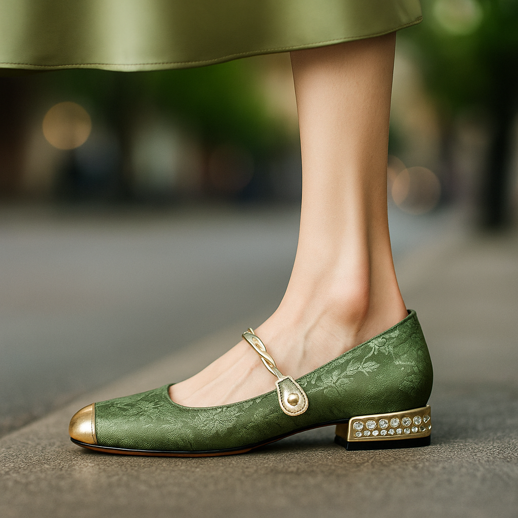 Women's elegant pearl flats, cushioned for all-day comfort. Stylish low-heel slip-ons.