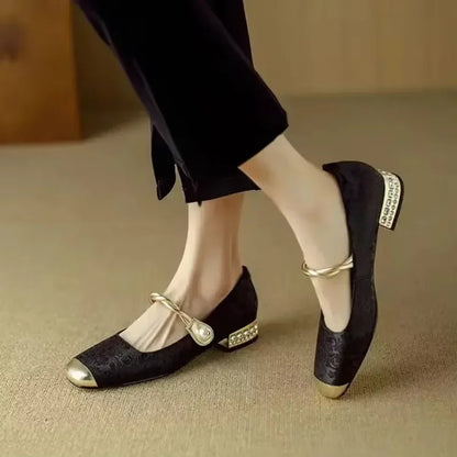 Comfortable women's dress flats with delicate pearl detailing and an orthopedic insole for support.