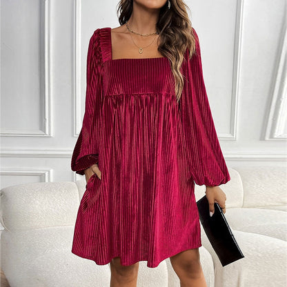 Stylish women's formal midi dress featuring elegant pleats, suitable for evening gowns & parties.
