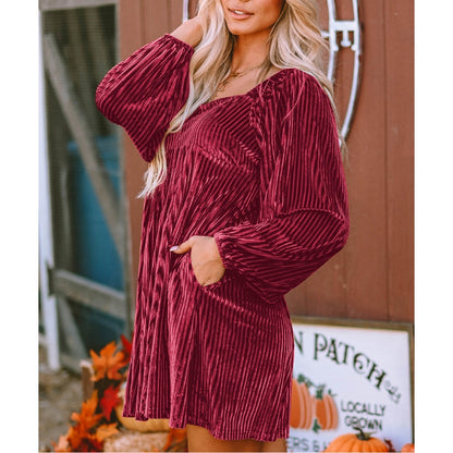 Women's elegant pleated midi dress, a versatile piece for cocktail parties, formal, & special events.