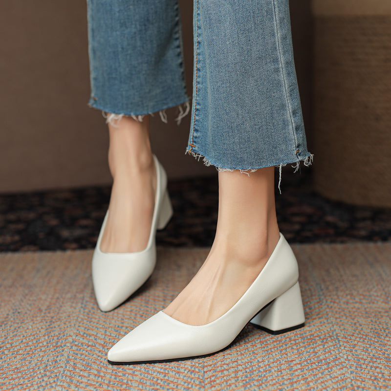 Stylish women's pointed toe block heel pumps. Perfect for evening wear, parties & elegant occasions.