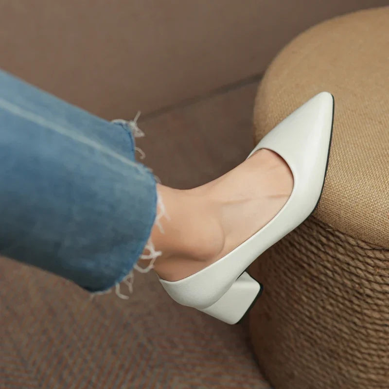 Comfortable women's pointed toe block heels. Versatile classic pumps for long-lasting wear, office to evening.