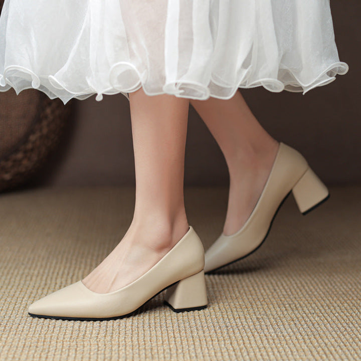 Versatile women's pointed toe block heels. Easily transition from office to evening, comfortable dress shoes.