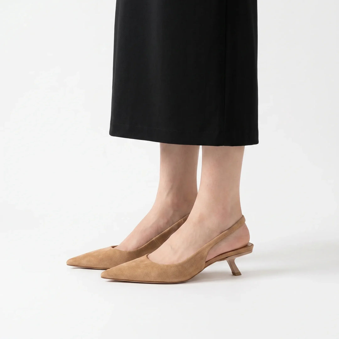 Elegant women's pointed-toe kitten heel slingbacks, ideal for office, evening, or summer events.