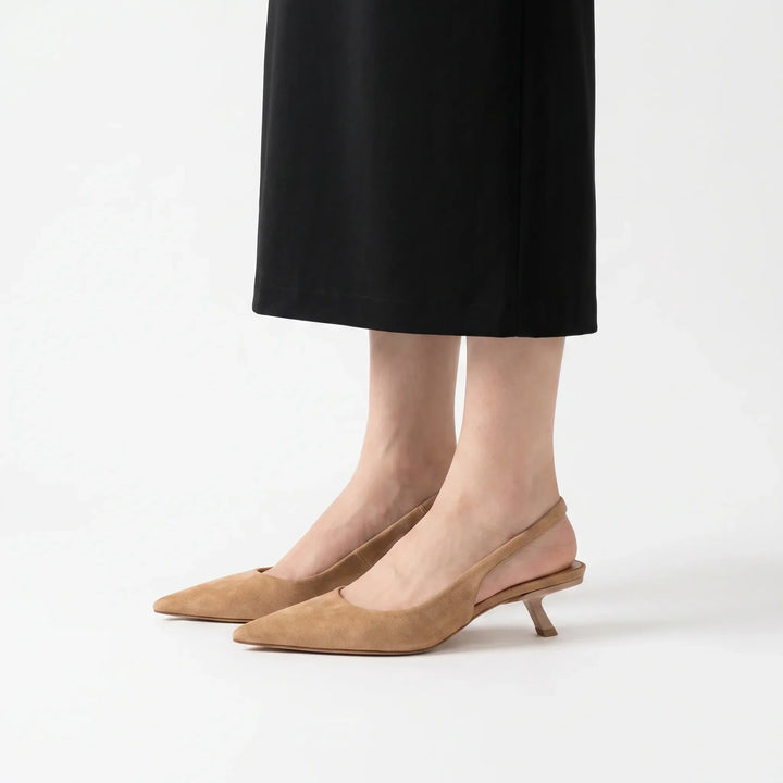 Elegant women's pointed-toe kitten heel slingbacks, ideal for office, evening, or summer events.