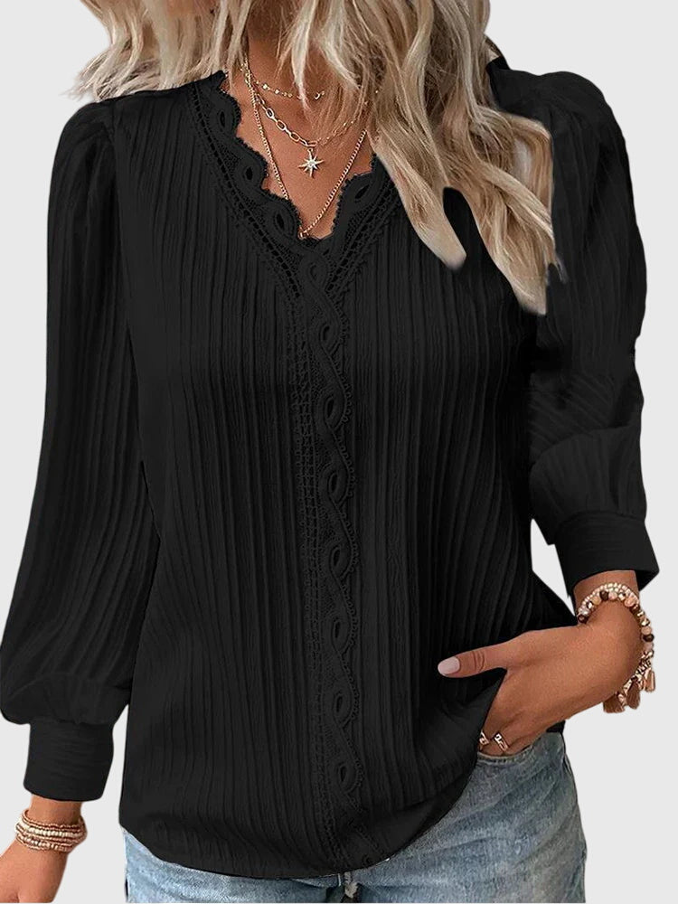 Casual chic women's long sleeve blouse, a comfortable round neck pullover for versatile wear.