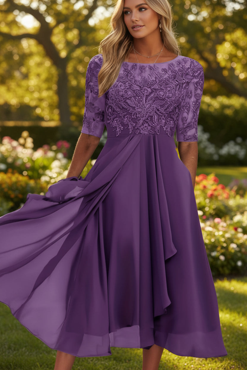 Stylish blue high-waist flared midi dress for women. An effortless & elegant choice for versatile everyday fashion.