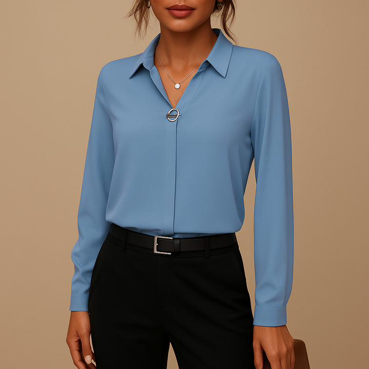 Versatile women's solid blouse for casual and everyday style. Elegant button-up, easy to dress up or down.