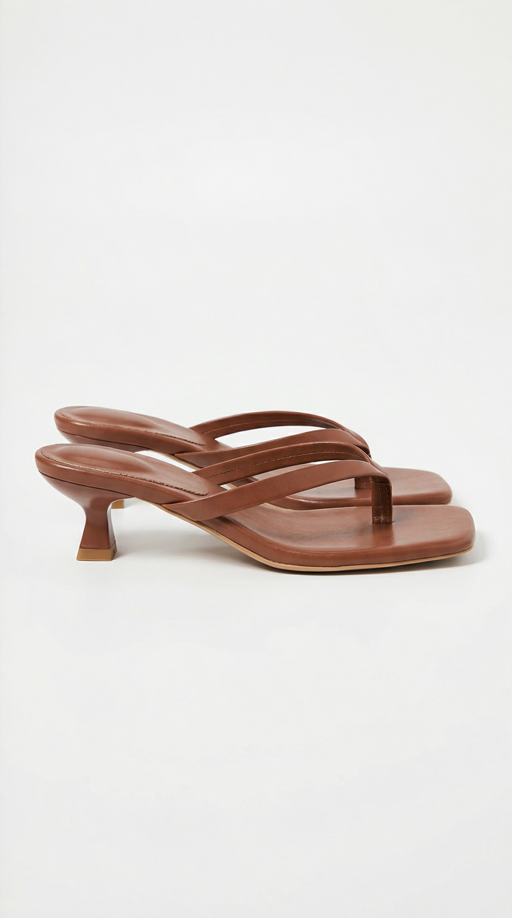 Women's square toe thong kitten heel sandals, a versatile and elegant choice for summer and dressy occasions.