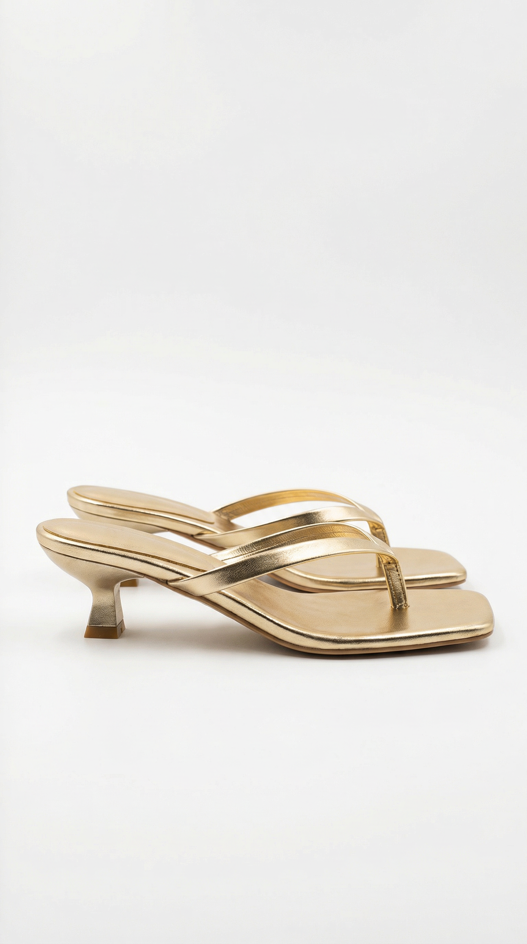 Elegant women's square toe thong kitten heel sandals, ideal for sophisticated everyday wear.