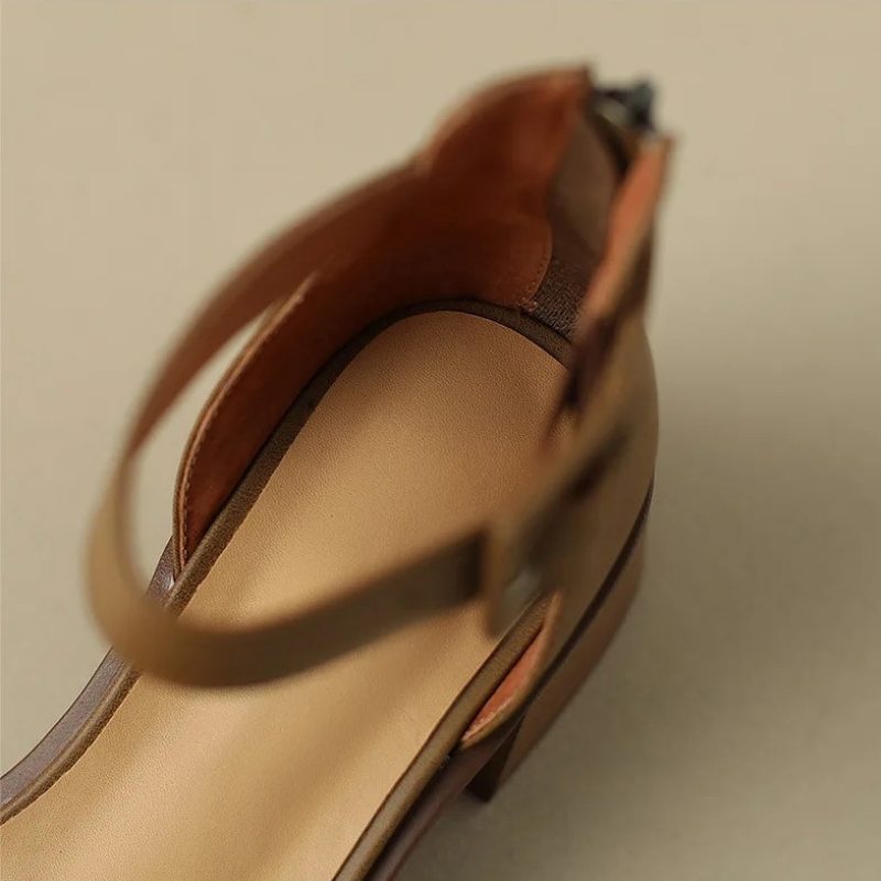 Chic women's strap block heels, an elegant and versatile footwear choice for any season.