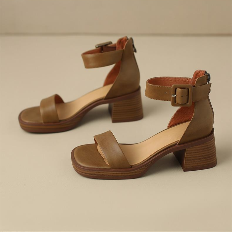 Comfortable women's block heels with elegant strap, perfect for all-day wear and stylish look.