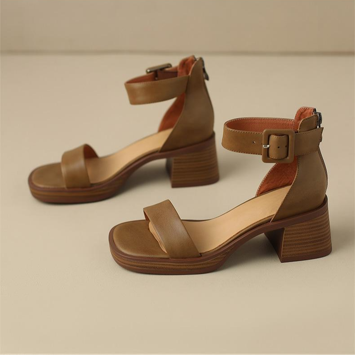 Comfortable women's block heels with elegant strap, perfect for all-day wear and stylish look.