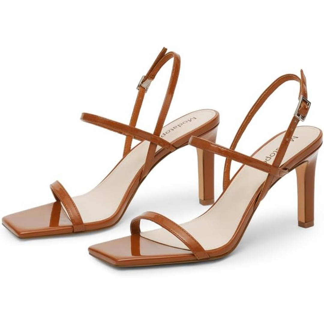 Open-toe strappy high heel sandals for women. Elegant evening & party footwear, perfect summer fashion.