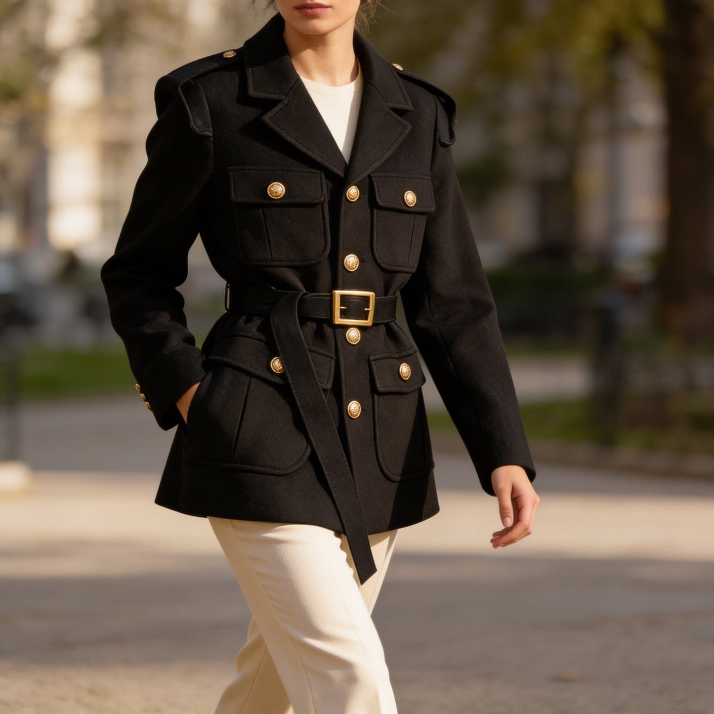 Stylish women's outerwear blazer coat, offering a professional and elegant look for any occasion.