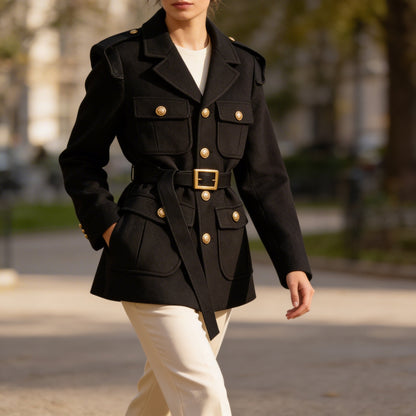Stylish women's outerwear blazer coat, offering a professional and elegant look for any occasion.