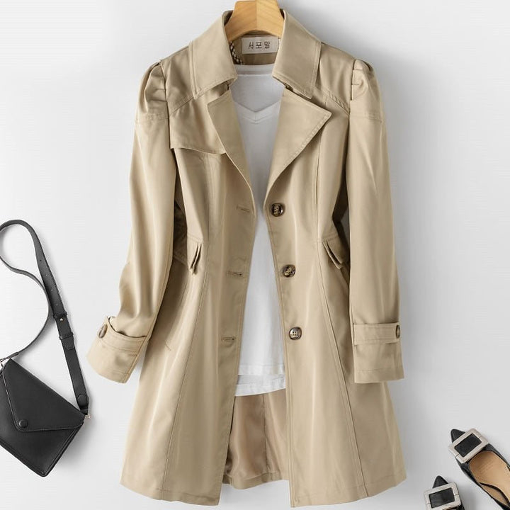 Versatile women's trench coat, ideal for office wear or casual outings, adding an elegant touch to any look.