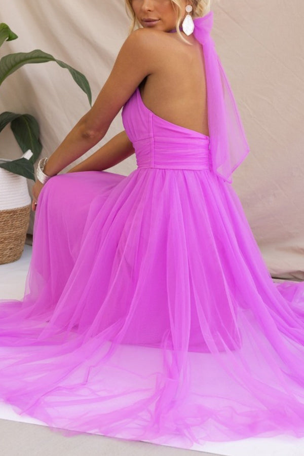 Elegant women's tulle midi dress, ideal for wedding guests, cocktail parties, and special events.