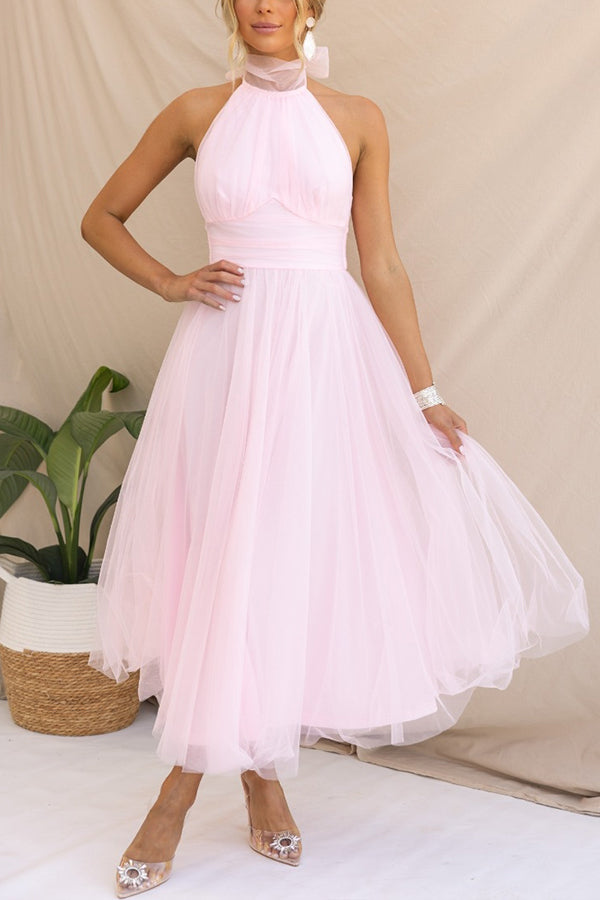 Versatile women's midi tulle dress, suitable for weddings, parties, evening events, or special occasions.