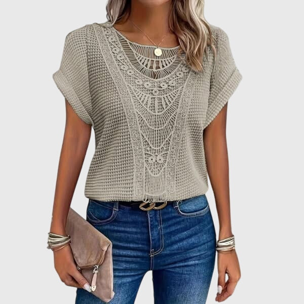 Trendy Ibiza style women's lace top, an elegant & versatile piece for summer fashion.