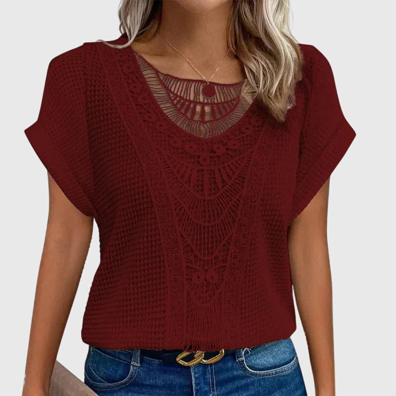 Feminine & lightweight women's lace blouse, embodying elegant Ibiza style for chic versatility.