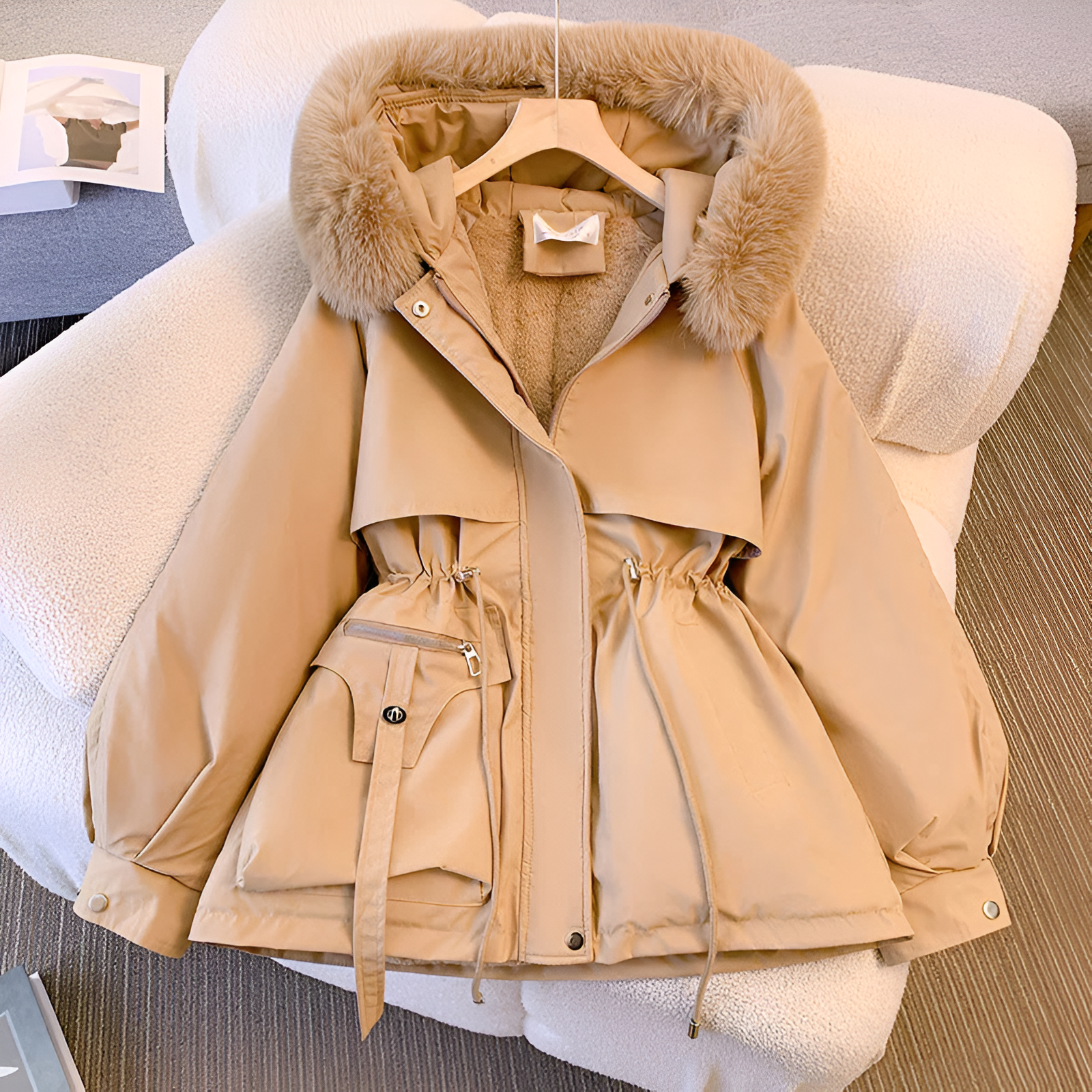 Chic women's winter coat. Elegant, warm outerwear for everyday wear & severe cold.