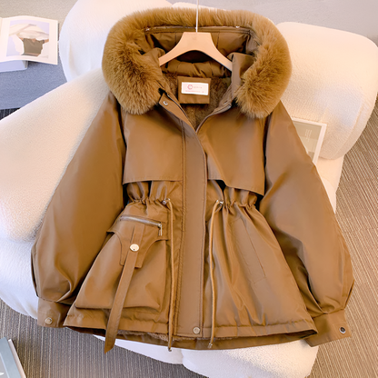 Protective women's elegant winter jacket. Stay cozy & stylish in harsh cold weather.
