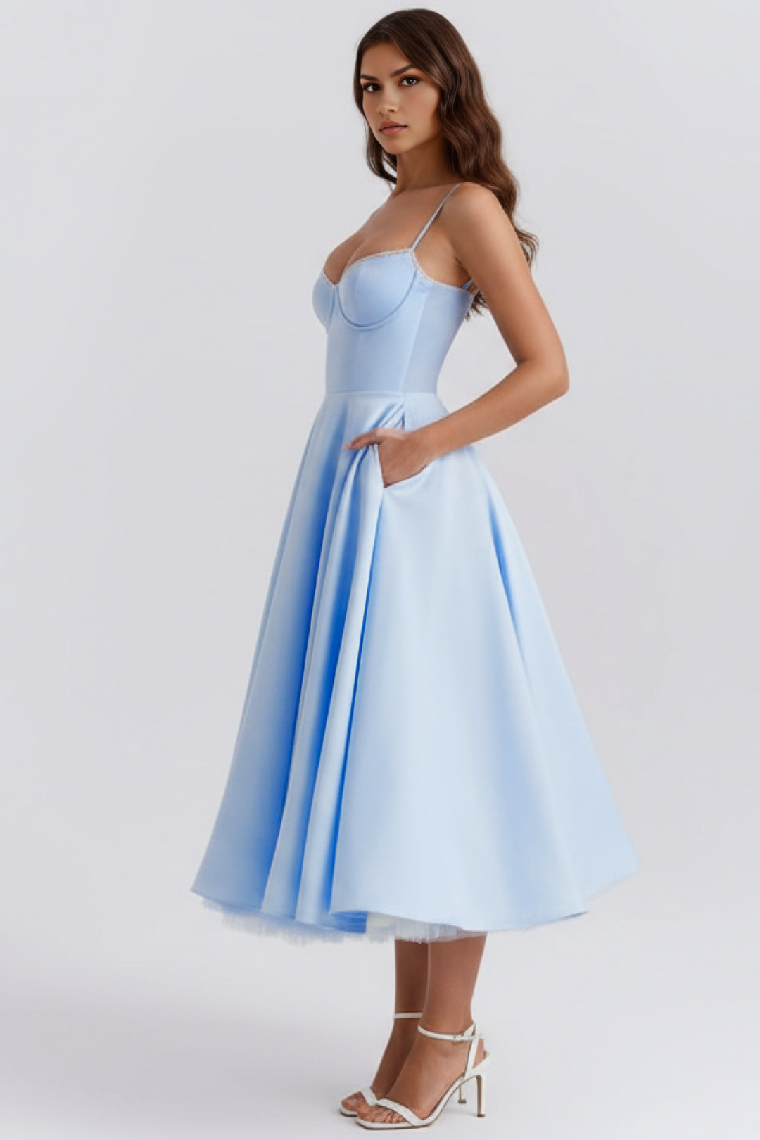 Graceful women's midi dress. An enchanting choice for celebrations, parties, and elegant special occasion events.