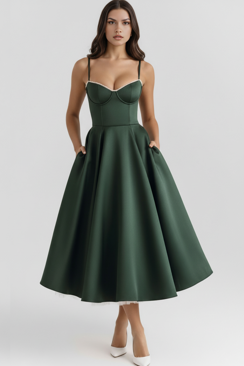 Women's graceful midi dress. Comfortable yet elegant for celebrations, parties & summer special occasions.