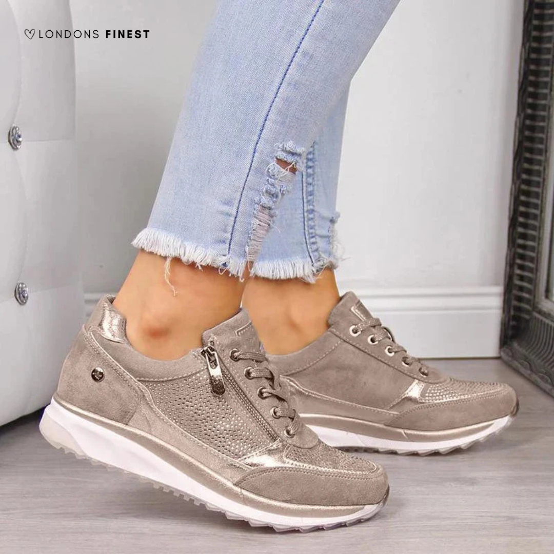 Supportive women's walking shoes, lightweight sneakers with arch support & cushioned comfort for daily wear.