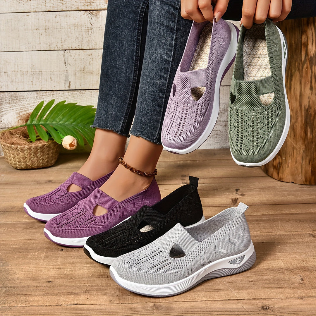 Women's ergonomic slip-on sneakers for daily comfort, perfect for walking & casual wear.