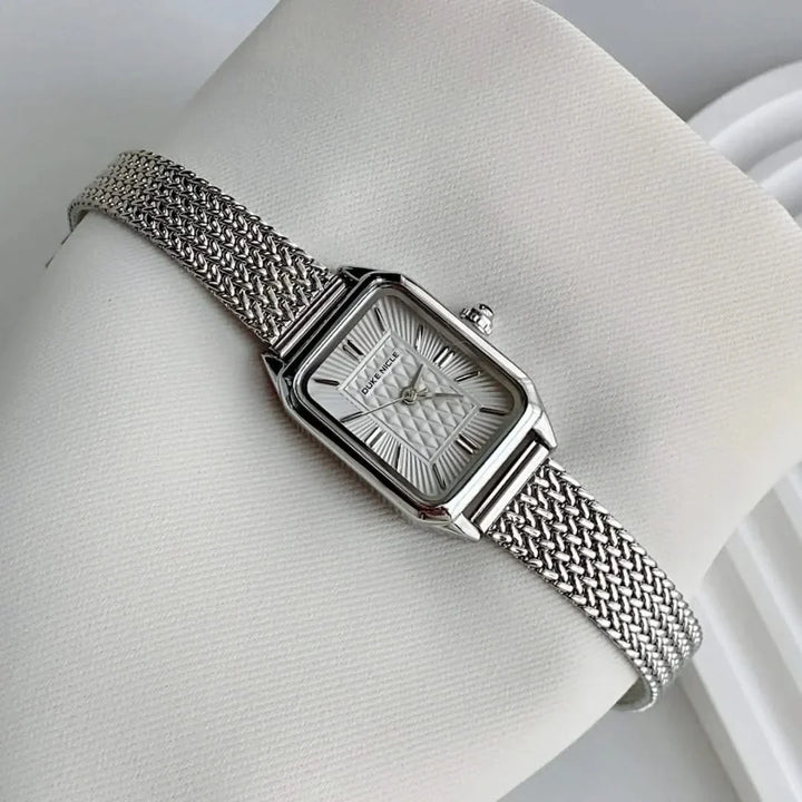 Estella women's elegant daily wristwatch on a wrist, showing the sleek design and comfortable adjustable fit.