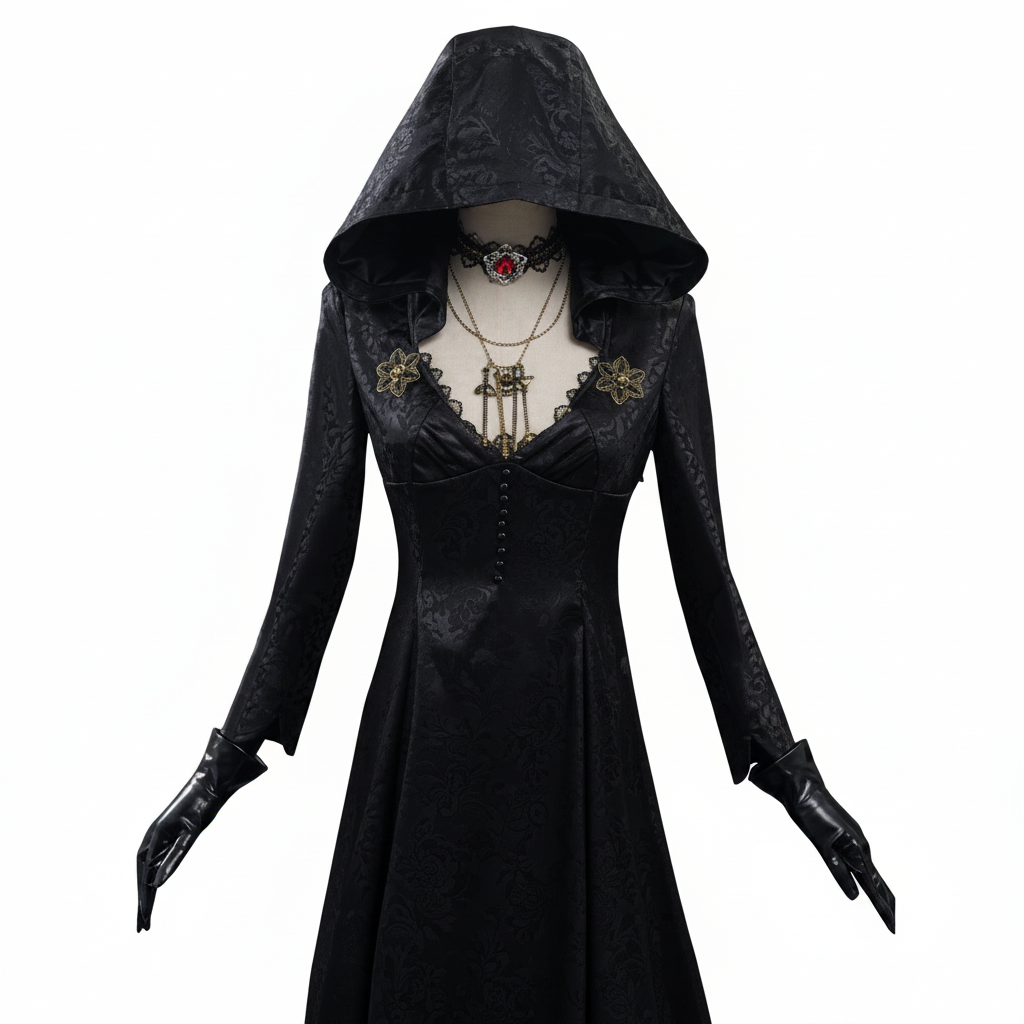 Stunning Women's Evil Village Vampire Lady Halloween costume, ideal for themed parties & immersive roleplay.
