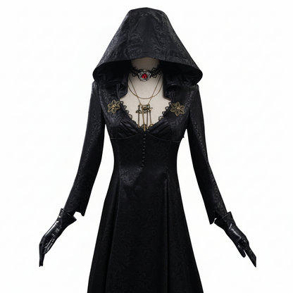 Stunning Women's Evil Village Vampire Lady Halloween costume, ideal for themed parties & immersive roleplay.