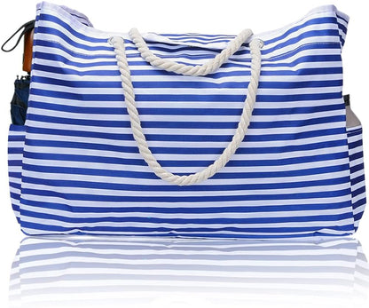 Women's vacation essential: sandproof & waterproof extra large beach tote. Carry-all utility bag.