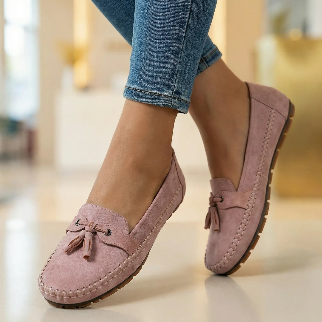 Comfortable women's extra wide slip-on loafers with memory foam, perfect for foot comfort.