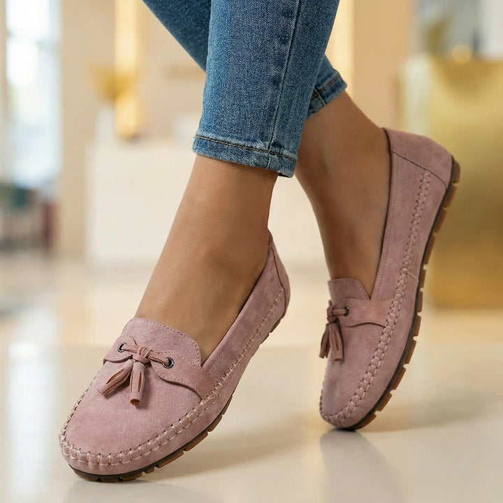 Comfortable women's extra wide slip-on loafers with memory foam, perfect for foot comfort.