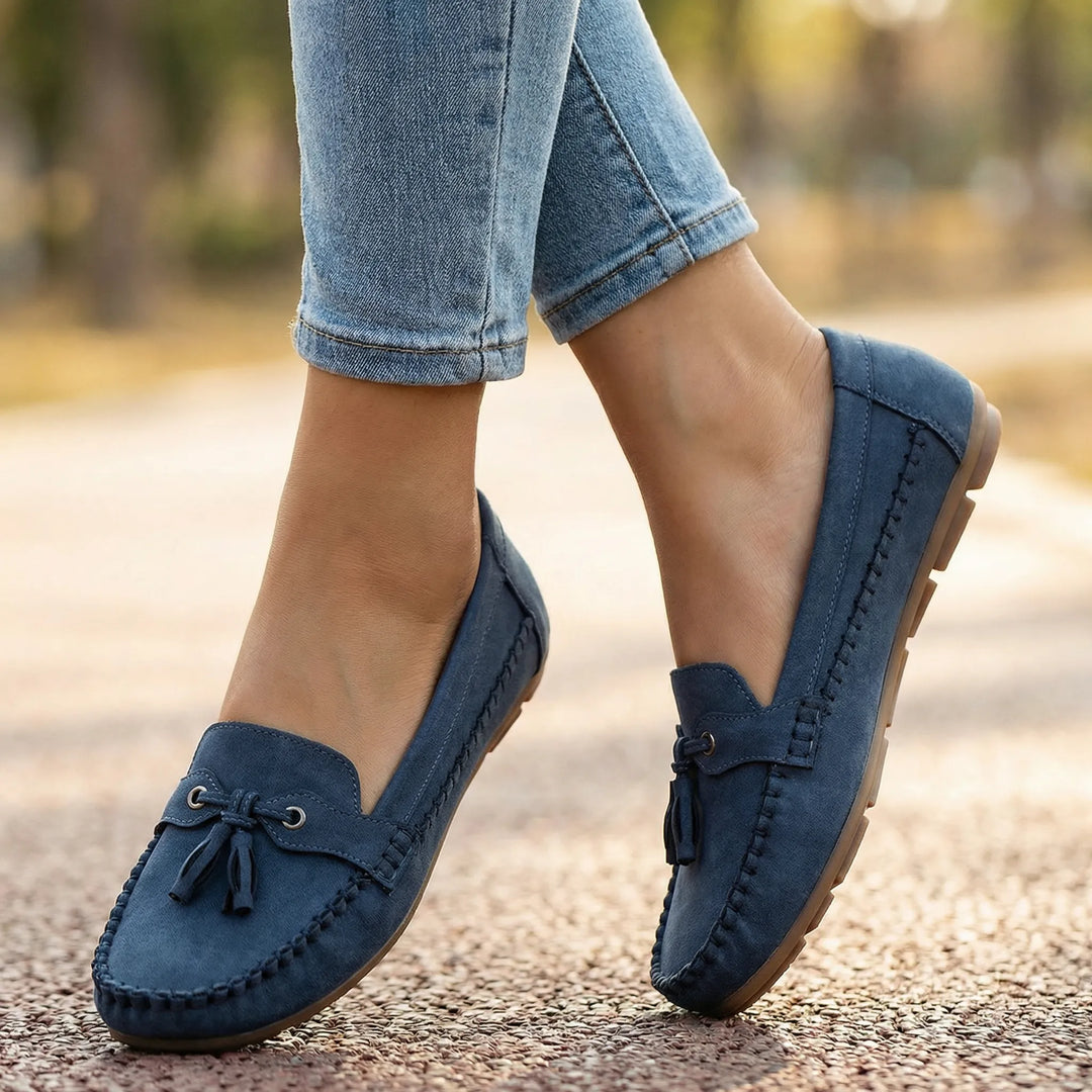 Charcoal grey extra wide slip-on loafers, memory foam for superior foot comfort.